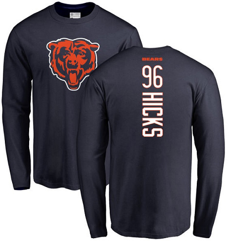 Chicago Bears Men Navy Blue Akiem Hicks Backer NFL Football #96 Long Sleeve T Shirt